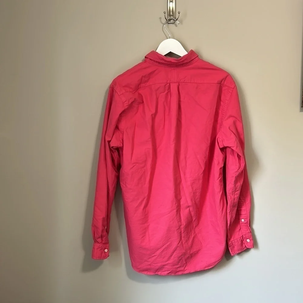 Polo Ralph Lauren Mens logo embroidered cotton button down shirt Pink Sz L
